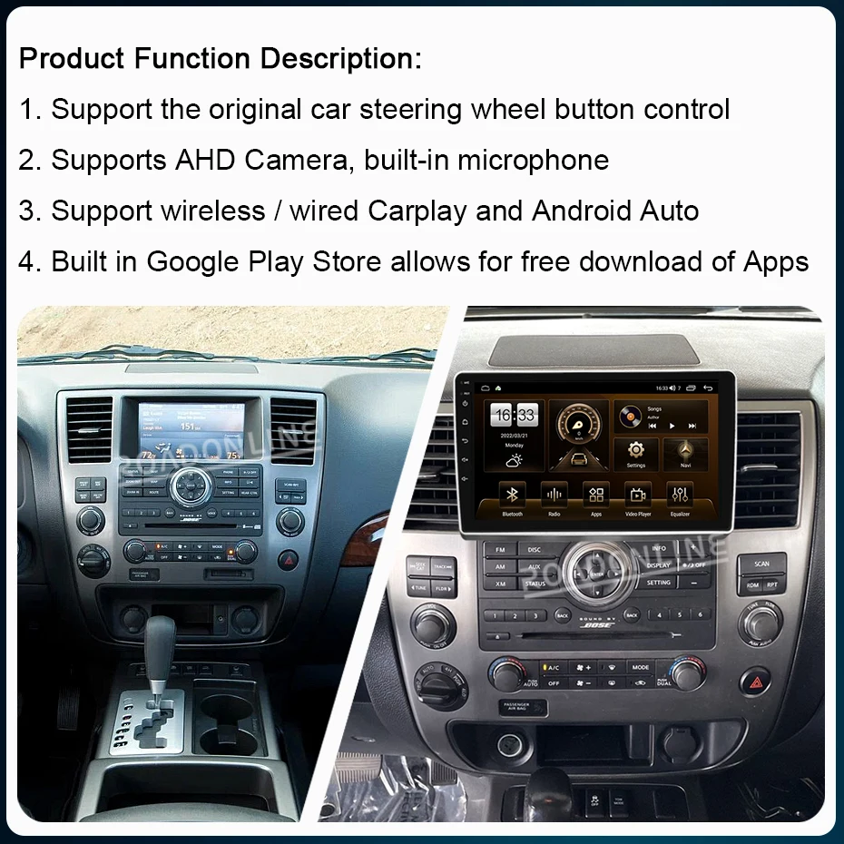 9 Inch Android 14 For Nissan Armada Infiniti QX56 QX 56 2008-2015 Car Multimedia Player GPS Stereo Radio Receiver 8-Core CarPlay