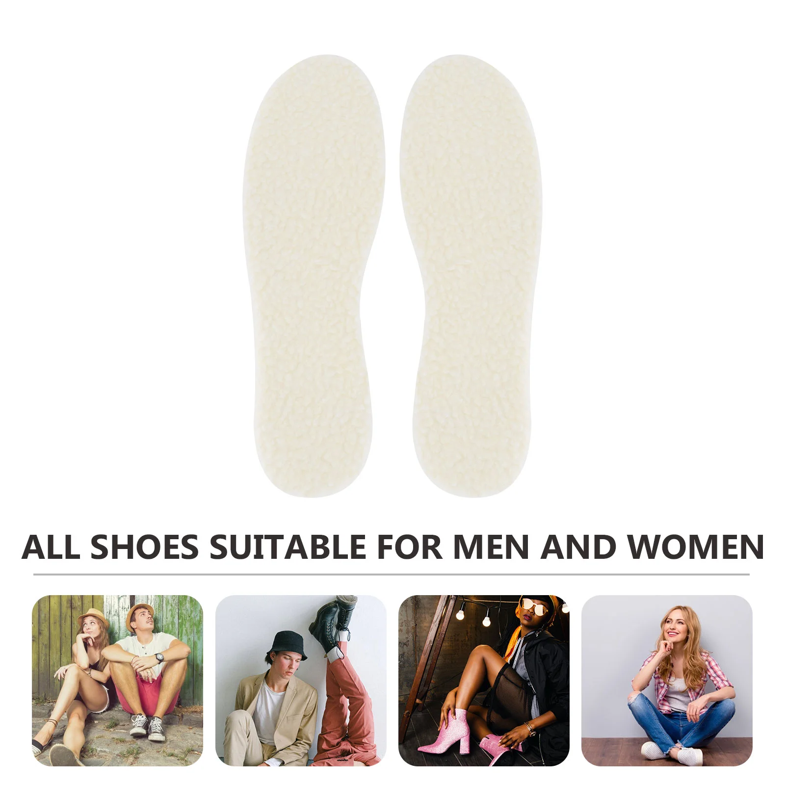 2 Pairs of Warm Insoles Imitation Lambs Wool Breathable Thickened Insoles for Cold Days (Size 35-46)