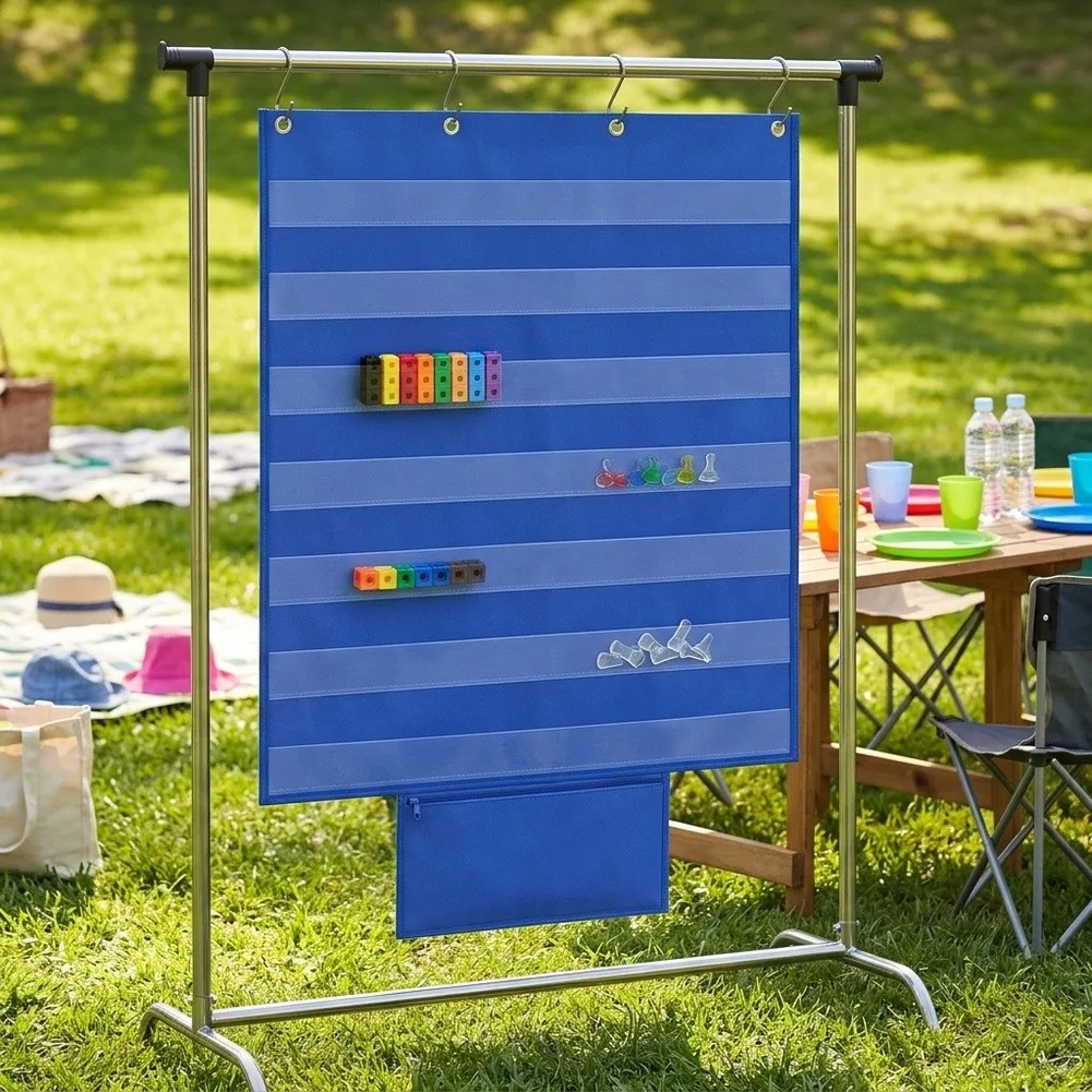 71x71cm Blue Large Standard Pocket Chart, Display Teaching Organizer For Classroom Outdoor Interactive Learning Activities