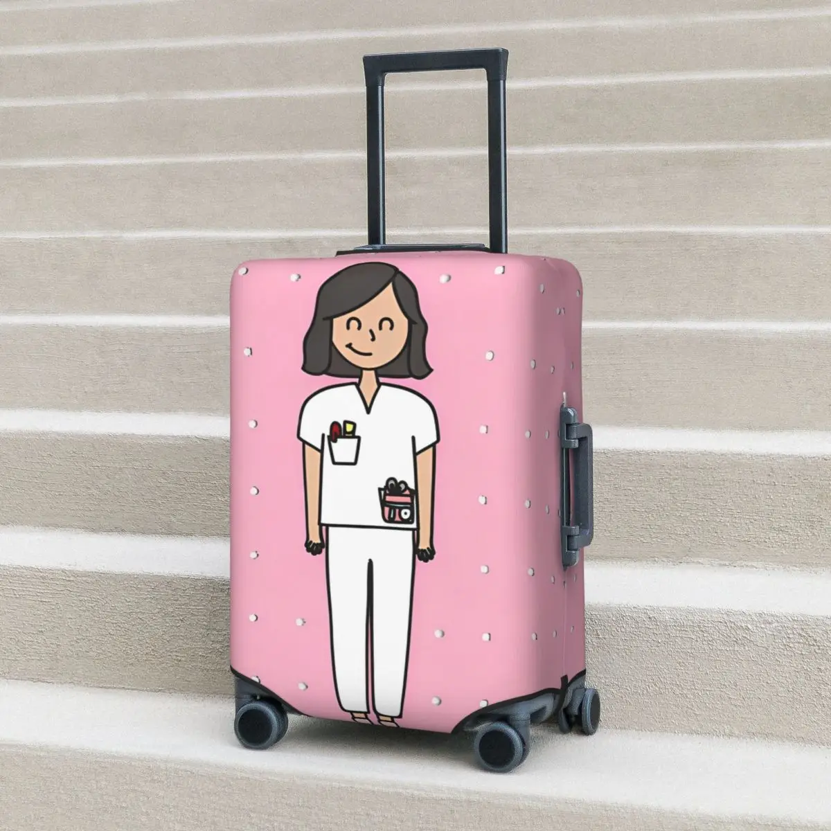 

Enfermera En Apuros Doctor Nurse Suitcase Cover Travel Protector Flight Elastic Luggage Case
