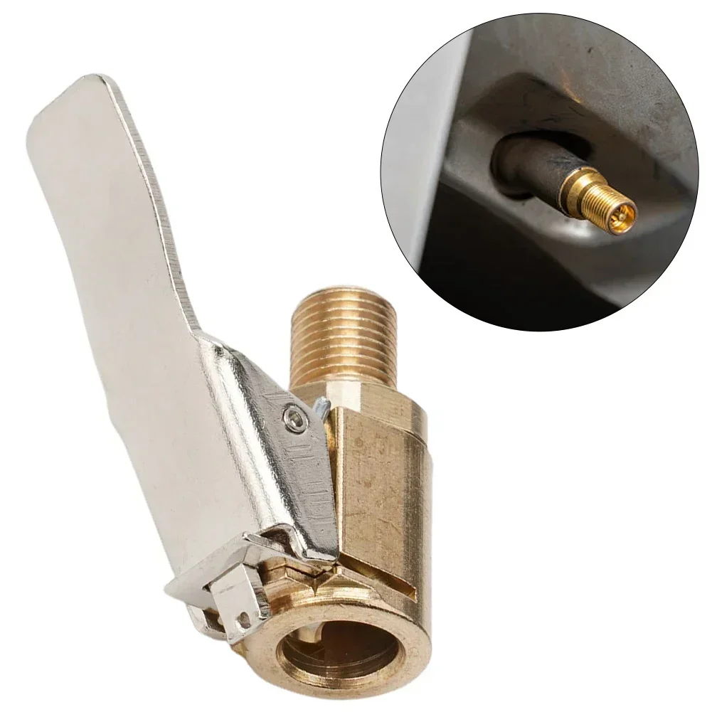 

Car Inflatable Connector Practical Car Tire Inflator Valve Accessories Air Pump Clip Pure Metal Nozzle Quick Adapter Connector