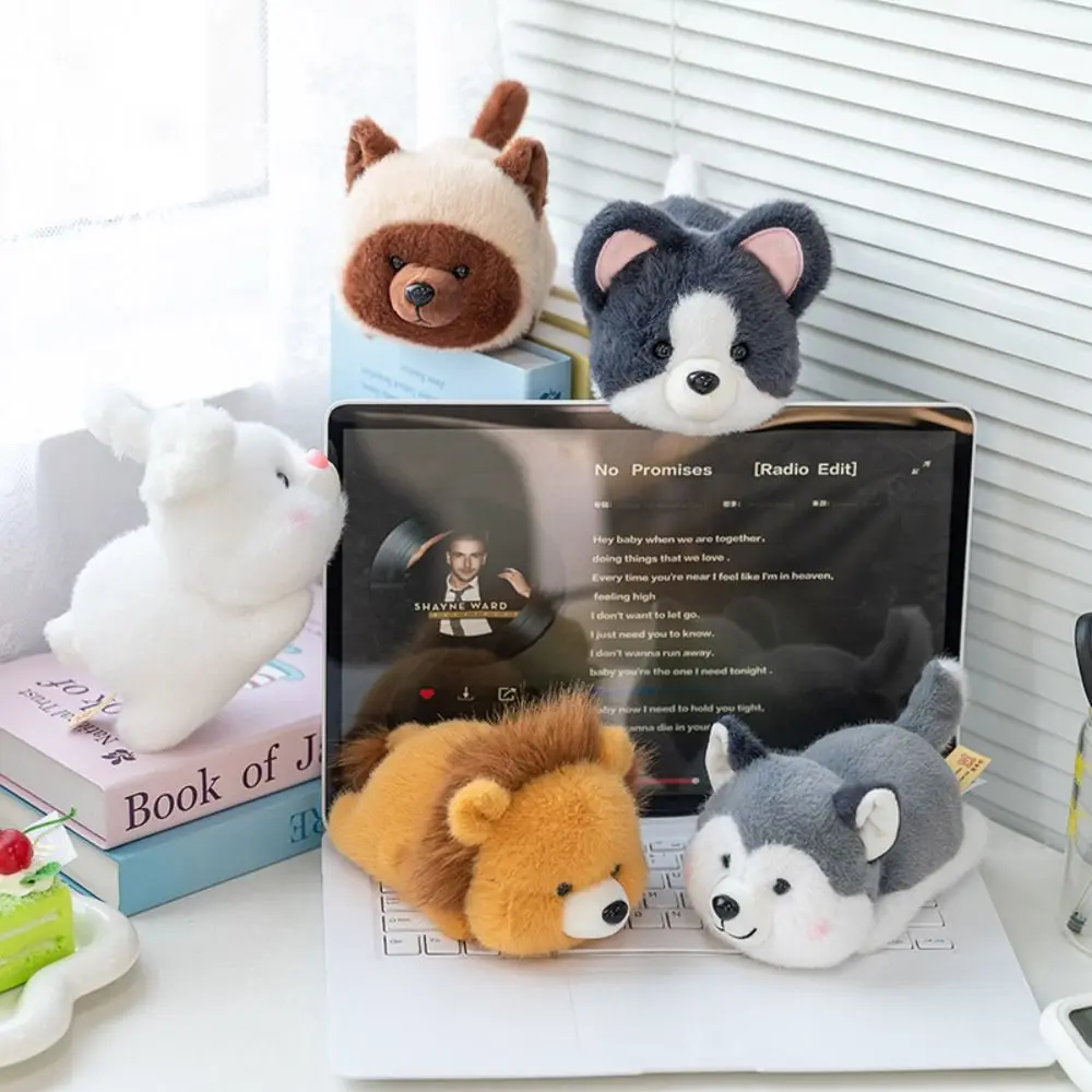Schattige kleine konijn wasbeer pop clip border collie pluizige panda knuffel husky interactieve herten pluche pop kinderen geschenken