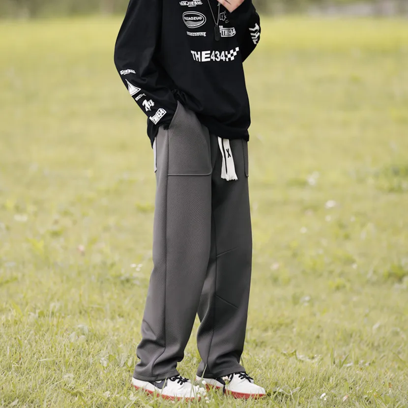 

Loose Straight Leg Knitted Sports Pants Men's Simple y Casual Long Trousers Spring Autumn Faionable Youth Leisure