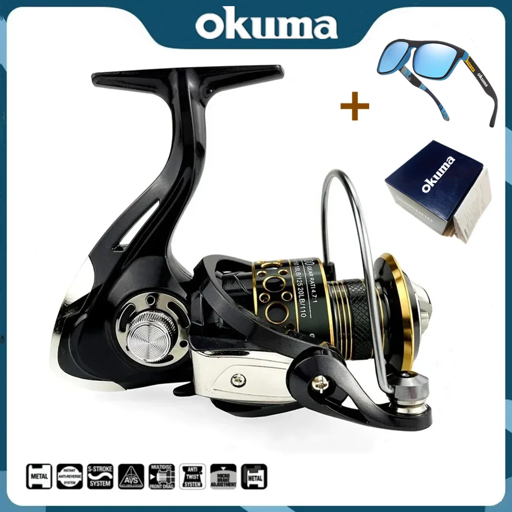 

Okuma High Quality 15KG Spool Fishing Reel Gear 5.2:1 Ratio Spinning Reel Casting Reel Carp For Saltwater Fishing Gear