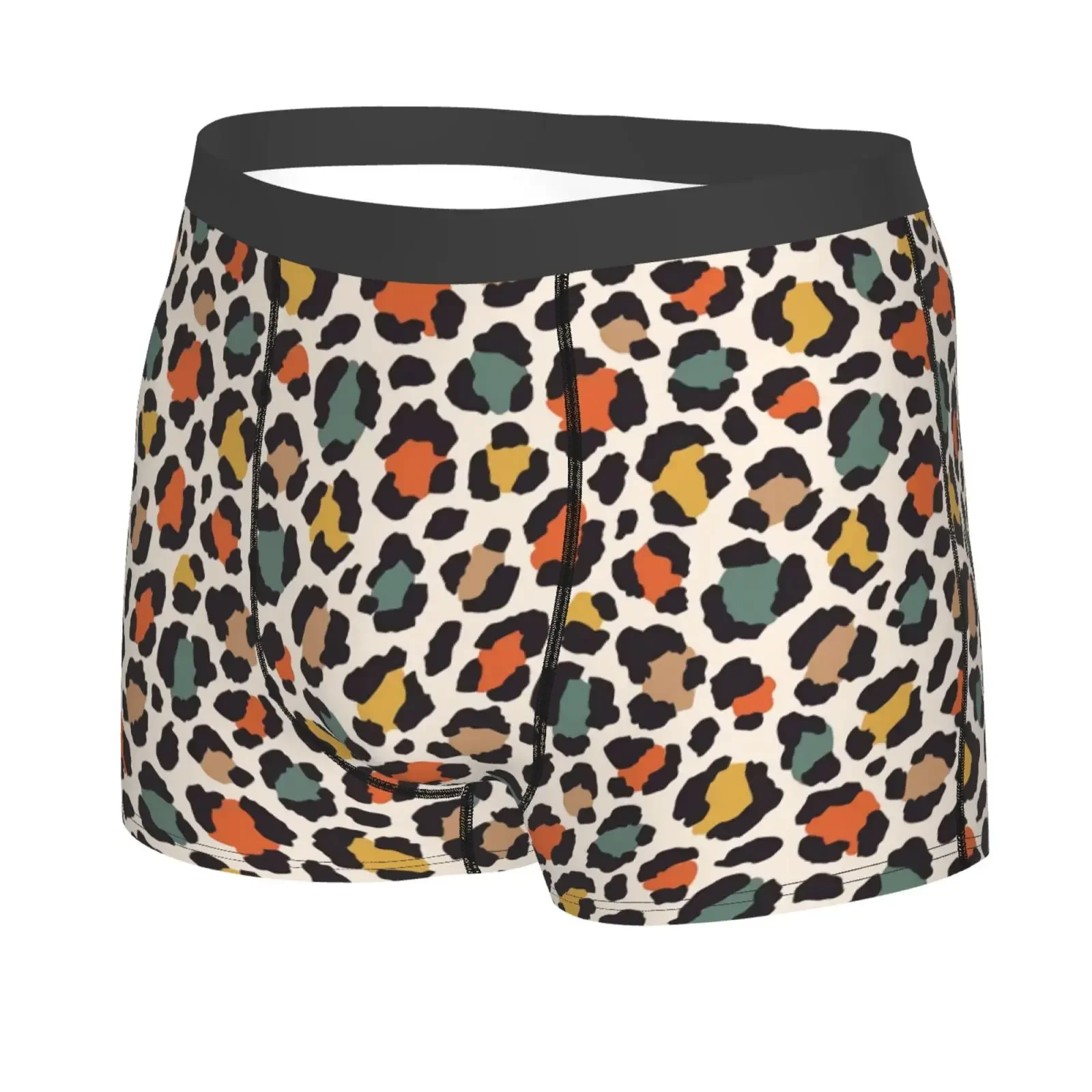Classic Wild Cheetah Colorful Leopard Print Underwear Men Stretch Boxer Briefs Shorts Panties Soft Sexy Underpants For Male
