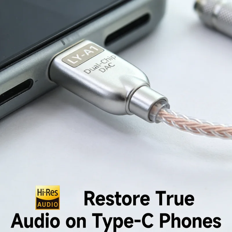 Dual-Chip USB DAC with CX31993 & MAX97220, 32-bit/384kHz Type-C to 3.5mm Audio Adapter, Low Distortion