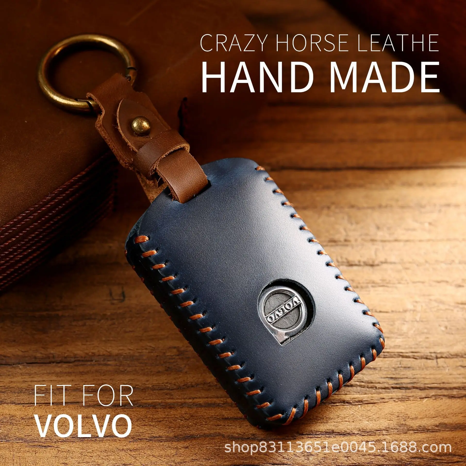 For Volvo Xc60 S90 Xc90 Xc40 Car Key Case Cover Key Fob Holder Remote Leather Pure Handwork Free Keychain Quantity Customized