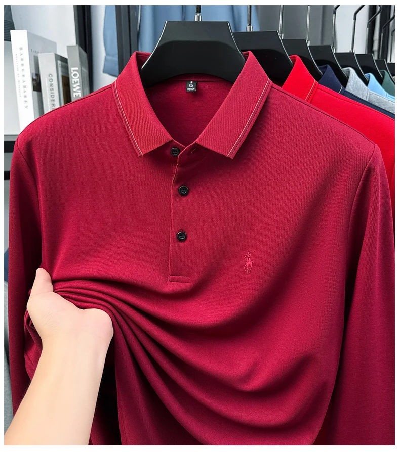 High End Long Sleeved T-shirt, Autumn New Product, Men's Polo Shirt, Middle-aged Base Top