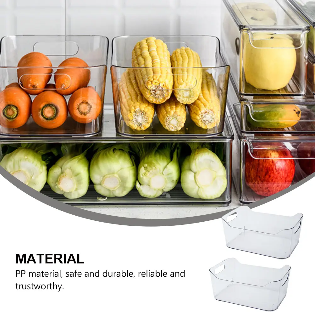 

2pcs Refrigerator Storage Box For Fruits Vegetables Large Capacity Fridge Crisper Box Drain Food Storage Case Pp Material