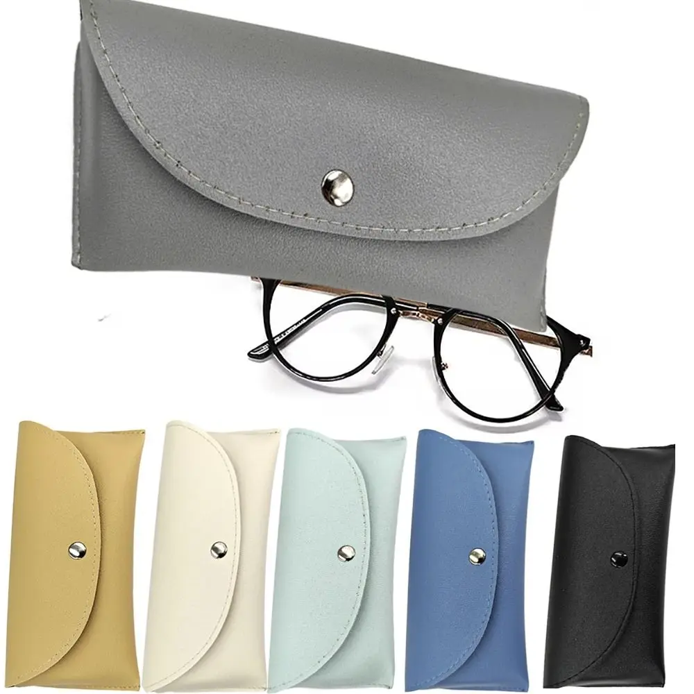 Glasses Pouch PU Glasses Box Snap Closing Handheld Reading Eyewear Case Portable Soft Myopia Glasses Case Men Women