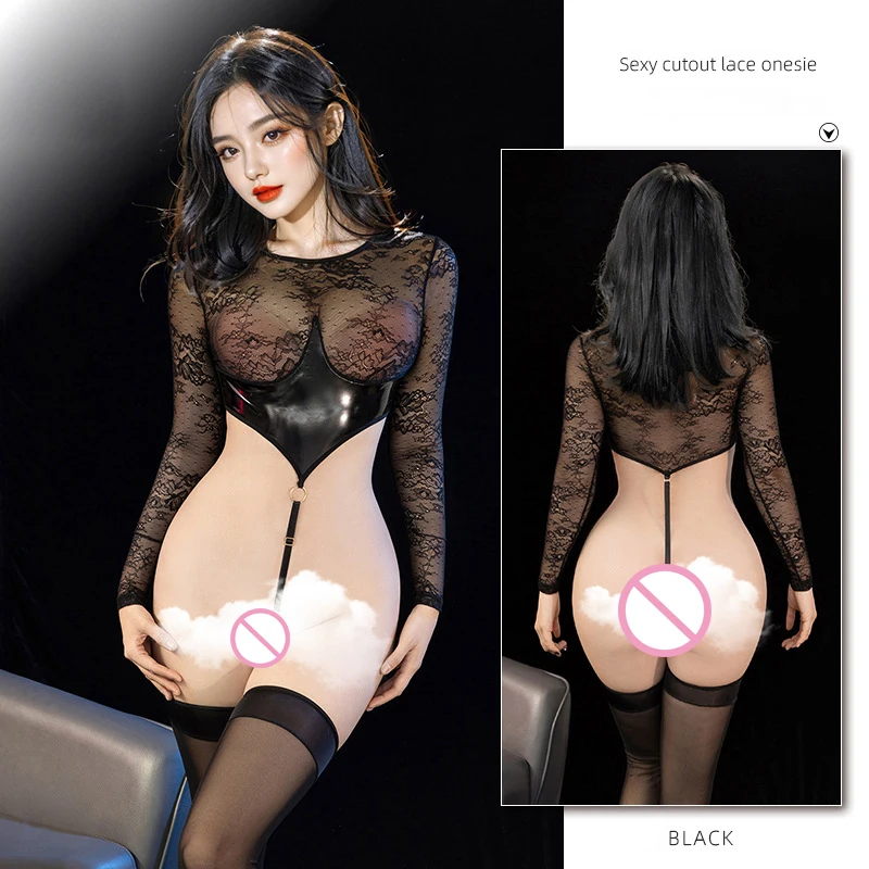 Erotic Women\'s Bodysuit Eros Transparent Lace Hollow Uniform Sexy Cute Girly Gothic Tights Suit Exotic Couple Bed Game Costume