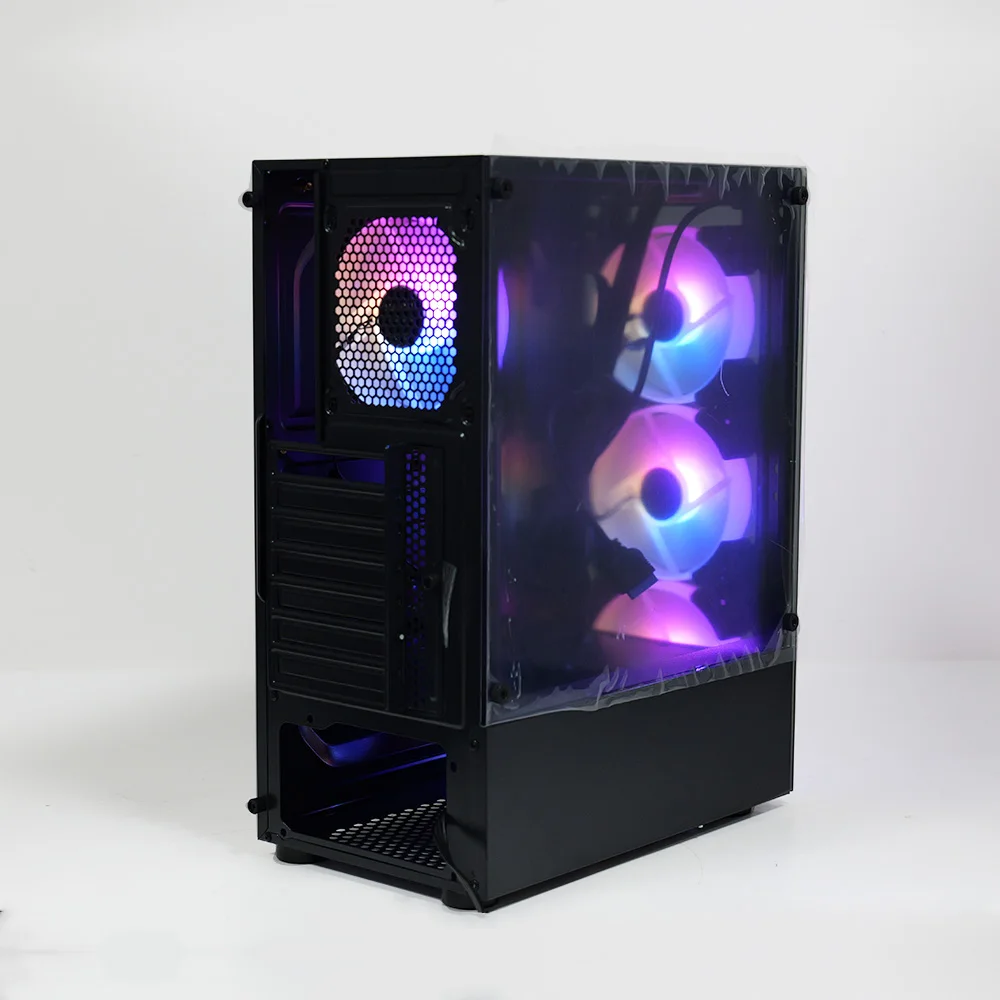 MANMU Casing Komputer & Menara Gaming Matx Casing Pc Casing Pc Hitam Kabinet Pc Gaming-Dengan 4 Kipas