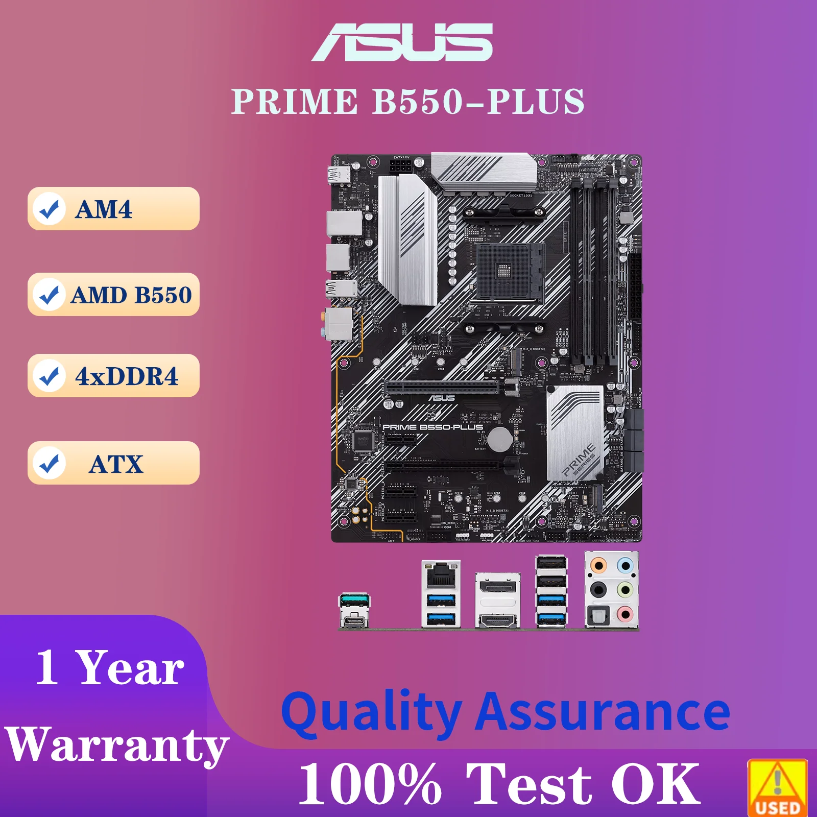 Tarjeta Madre PRIME B550-PLUS, Socket AM4, CPU DDR4 4600(O.C), Chipset B550