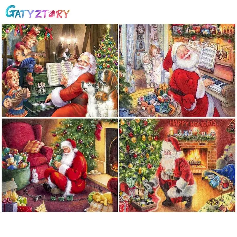 

GATYZTORY DIY Pictures By Number Kits Home Decor Painting By Numbers Santa Claus Drawing On Canvas HandPainted Art Gift