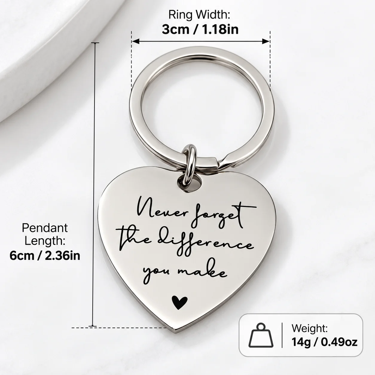 1PC Never Forget The Difference You Made Keychain For Friends, Lover, Family Keychain