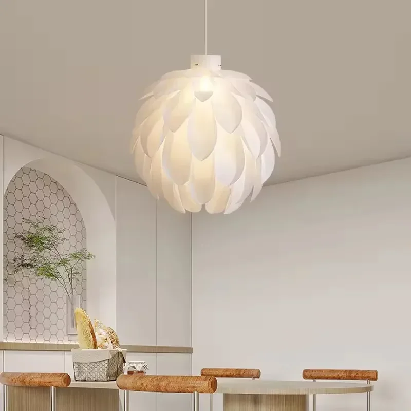 Nordic Chandelier Simple Design LED Light Room Decor Table Minimalist Acrylic Petal Shape Hanging Lamp Modern Pendant Light