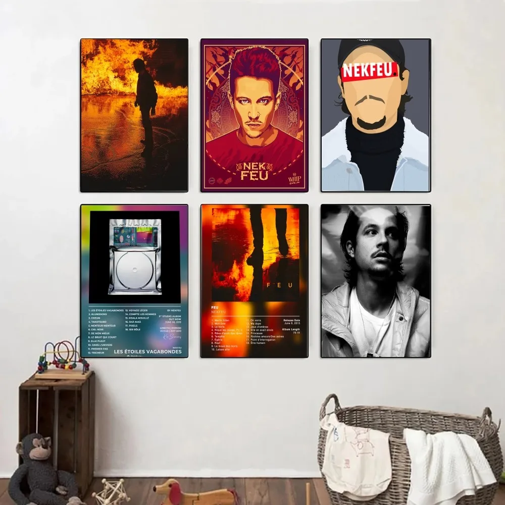 France Pop Singer Nekfeu Poster Kraft Paper Vintage Poster Wall Art Painting Study Aesthetic Art Small Size Wall Stickers