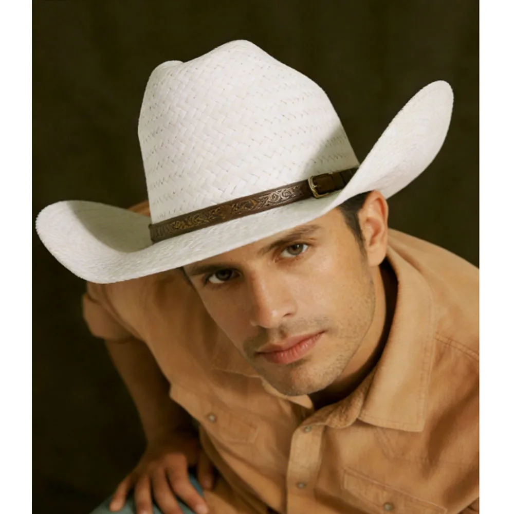 Men Stiff Cowboy Straw hat women wide Brim Pasture straw hat cowboy solid Outdoor summer Sun hat Jazz sombrero vaquero hombre