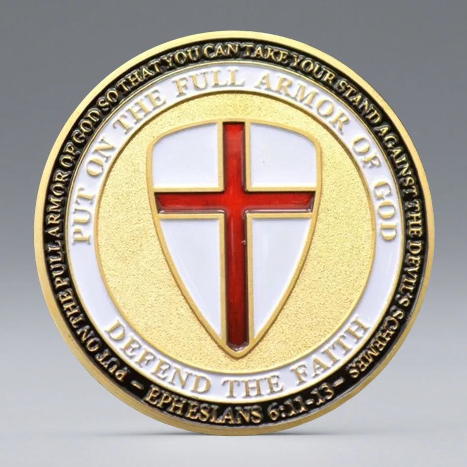 Put on The Full Armor of God Souvenir Coin Golden Plated Ephesians Knight Commemorative Coin