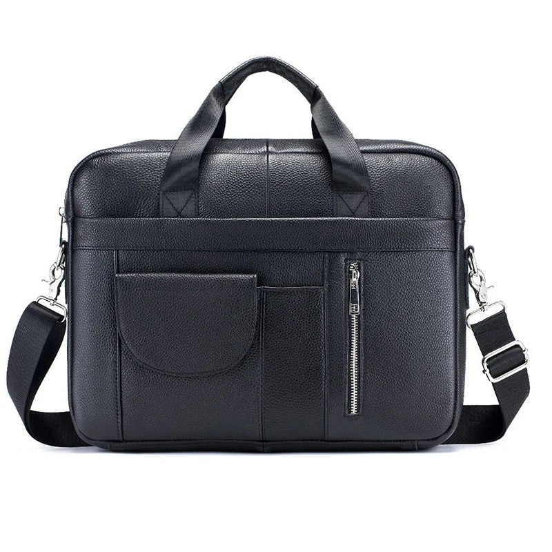 Valigetta di lusso con strato superiore in vera pelle da uomo vintage messenger business tracolla a tracolla borsa da ufficio per computer da 15,6 pollici
