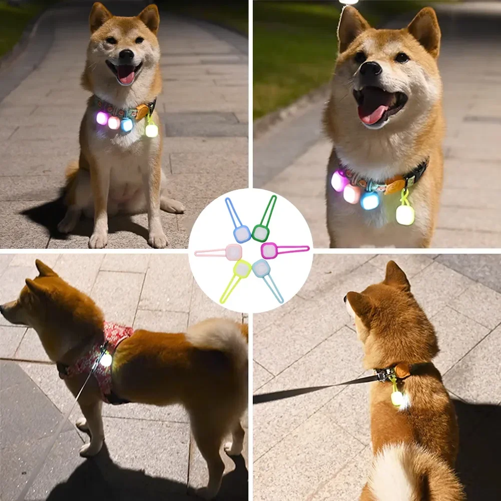 Wasserdichter LED-Haustieranhänger für Spaziergänge bei Nacht, Silikon-Halsbandanhänger, Bunt mit LED-Licht, Hunde-Anhänger Nachtlicht – Detail 3