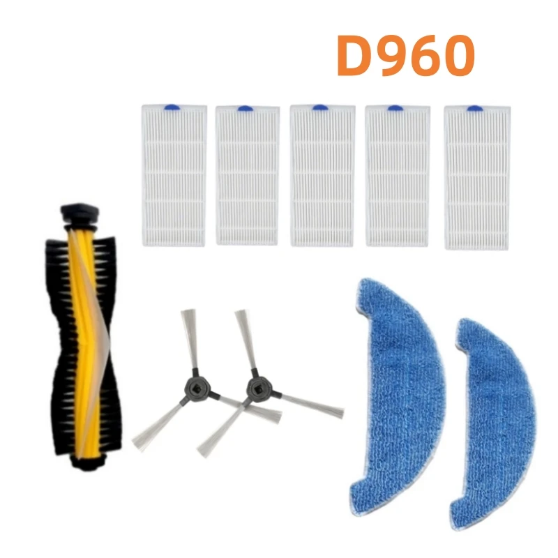 

Roller Brush Side Brush HEPA Filter Mop Cloths Kits for Dibea D960, D966, GT9, GT200 Robotic Vacuum Cleaner Spare Parts