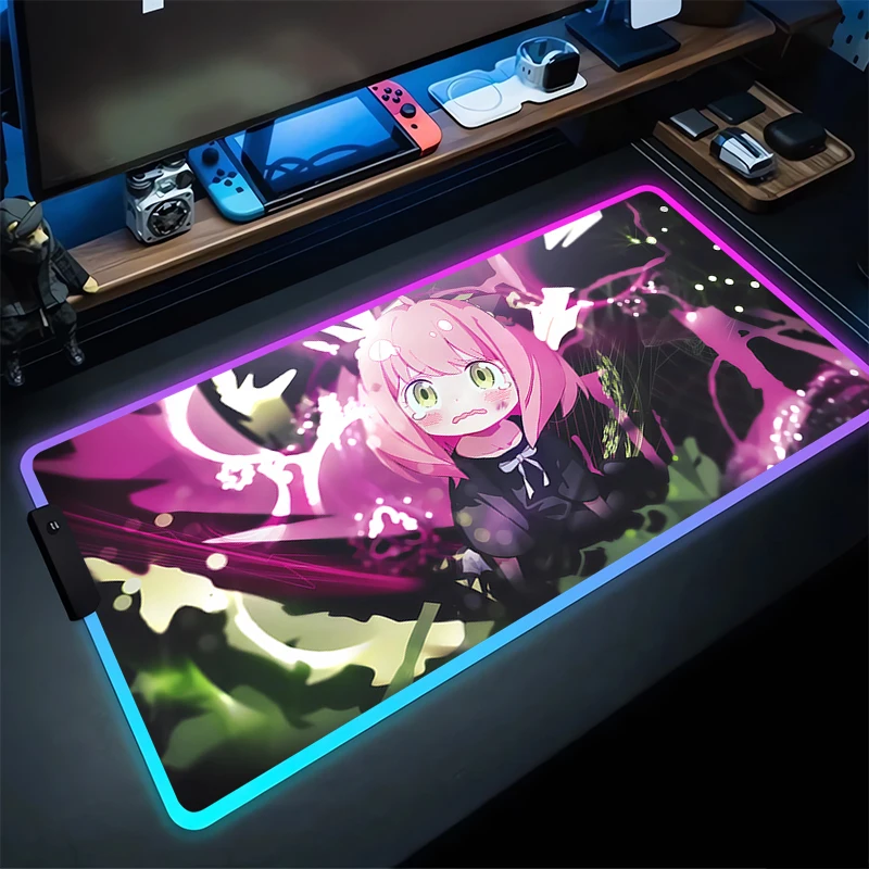 

RGB Mouse Pad S-SPY×FAMILYs A-Anya Forger Laptop Mat Gaming Mousepad Backlit Keyboard Gamer Table Pads Home Decor Mousepad