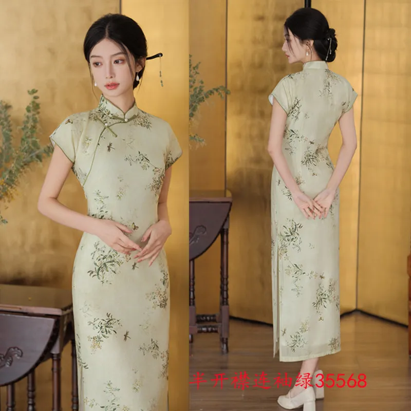 الرجعية الوطنية نمط طويل الأكمام شيونغسام تشى باو الصيف الجديدة تحسين الصينية اليومية #3