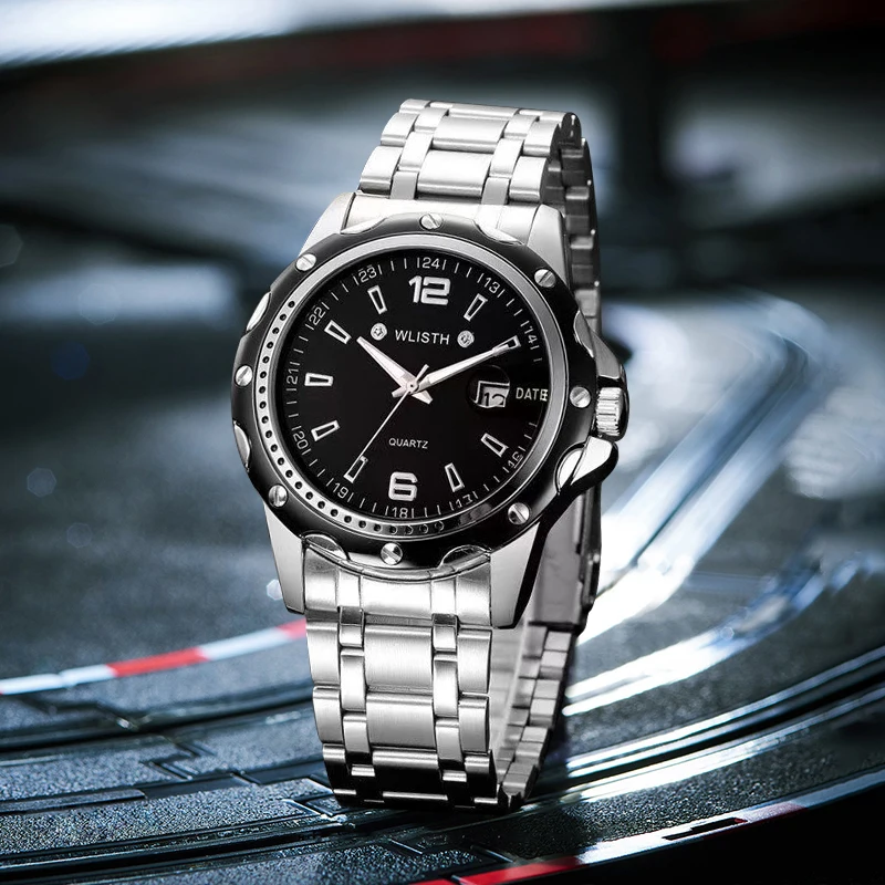 Men Watch Stainless Steel Strap Calendar Quartz Clock Suitable Business Men Watch Sport Fashion Quartz Watch Reloj Hombre