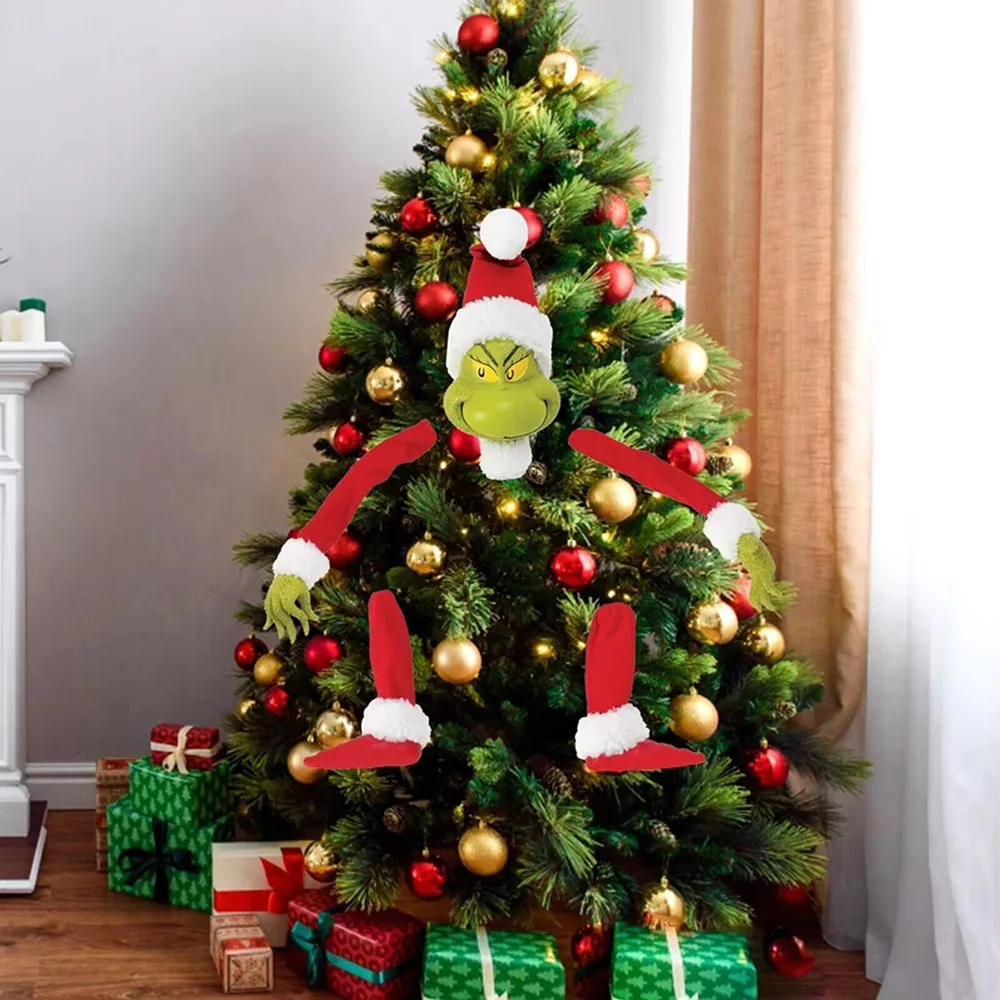 Support d'ornements de tête de jambe de bras, 5 pièces, bras et jambes Grinch, décoration d'arbre, corps d'elfe de noël, décoration d'arbre pour fête de noël