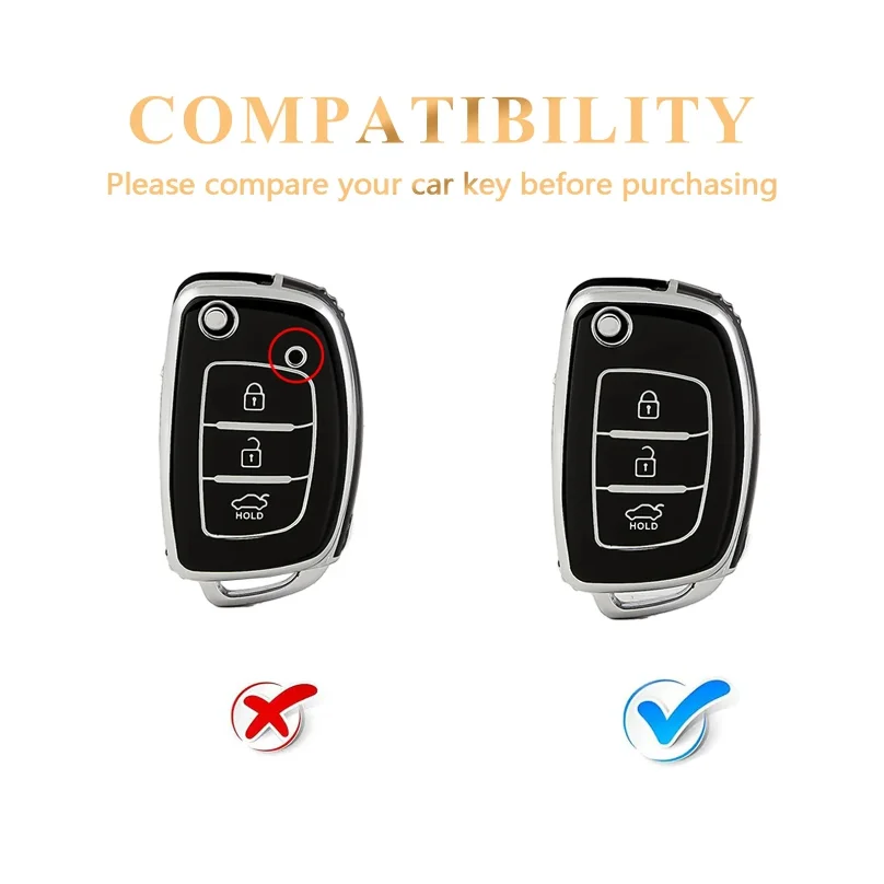 For Hyundai Solaris ix35 ix45 ELANTRA Santa Fe HB20 Verna HY15/HY20/TOY40 Blade 3 Button Flip Remote Car Key Shell Case 3