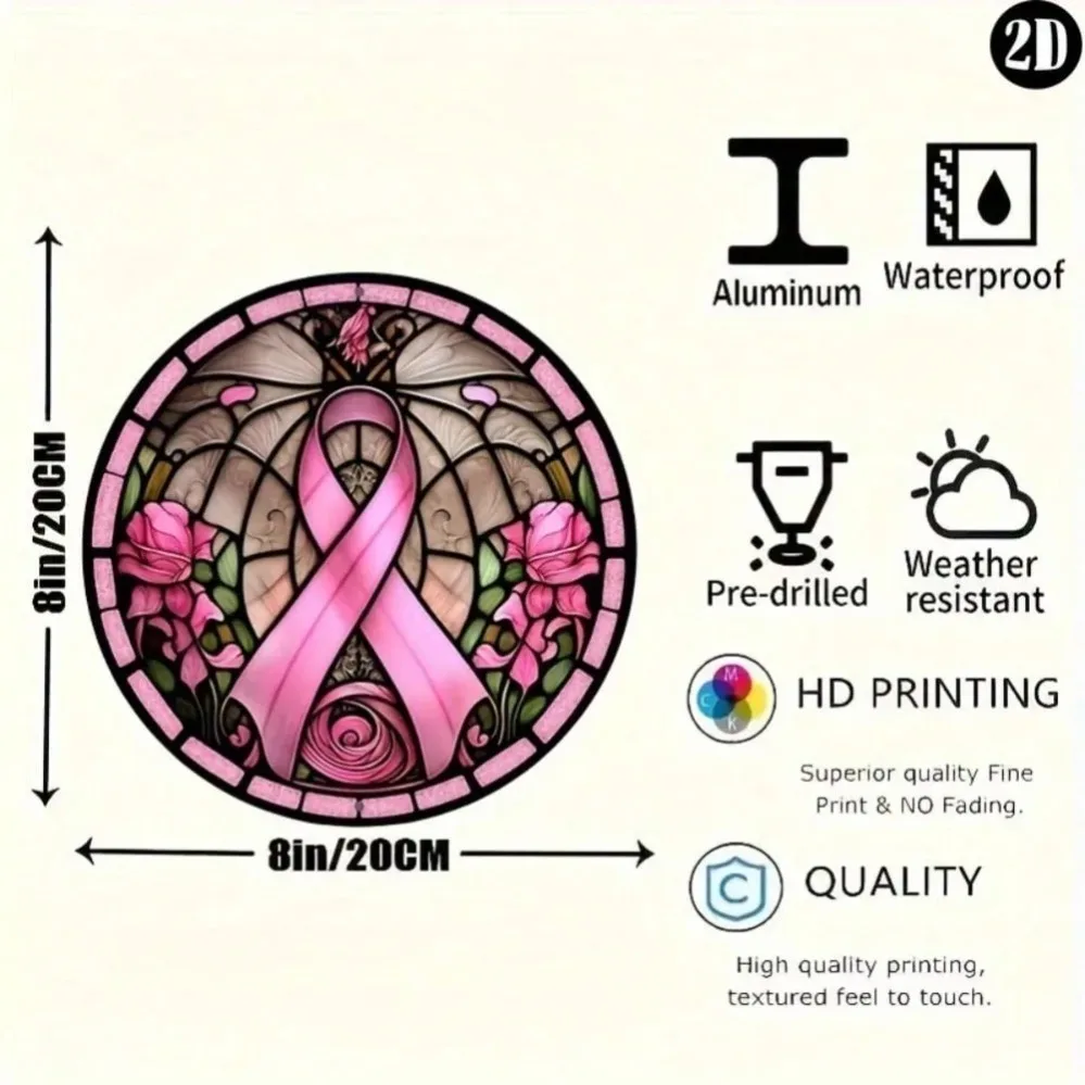 Round Breast Cancer Awareness Wreath (8