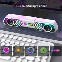 Desktop Wired Bluetooth Soundbar Computer Speaker HIFI Stereo Soundbox with Dynamic RGB Light Effect Double Bass Diaphragm