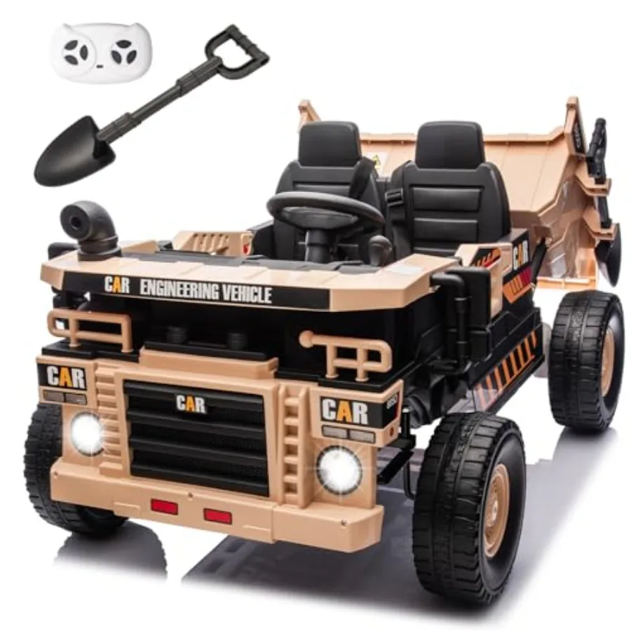 

12V 10AH 2-Seater Ride on Truck Electric Toy Car with Electric Dump Bed, Parents Remote Control Car Tractor Toys Ride-on Dump T