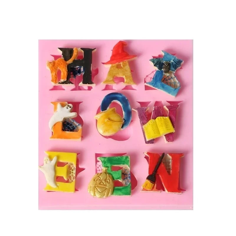 

HALLOWEEN буквенный торт, силиконовая экологически чистая форма, инструмент для выпечки помадки, силиконовая форма из шоколадной глины