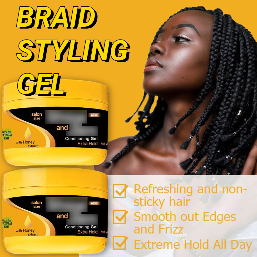 Gel brillante y acondicionador para trenzas, Gel de peinado, ideal para trenzado, torsión, bordes lisos