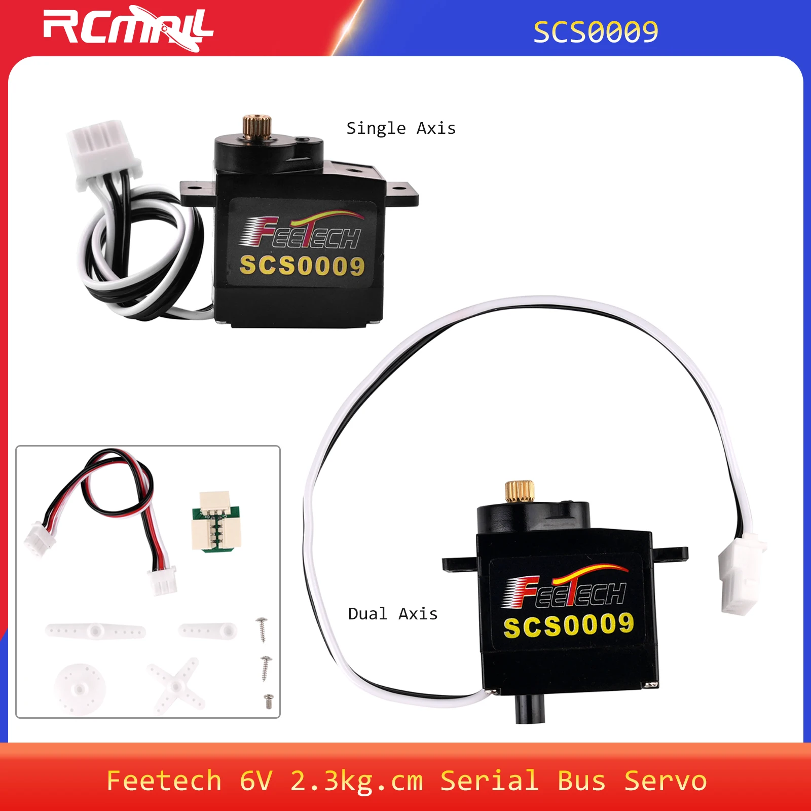 Feetech SCS009 6V 2.3kg Seriële BUS Servo Metalen Versnellingsbak Enkele As/Dual As Servo's voor RC Helicopter Smart Robot Humanoïde