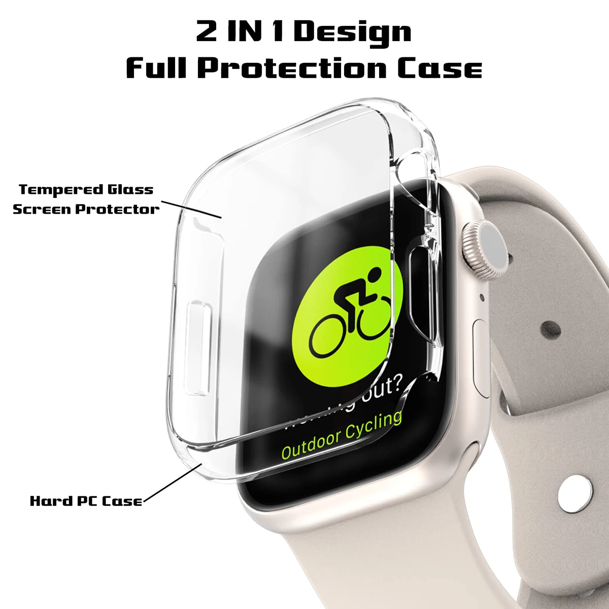 Compatible Apple Watch 49mm 45mm 41mm transparent skeleton bumper half-pack case iWatch SE 987pc protective case