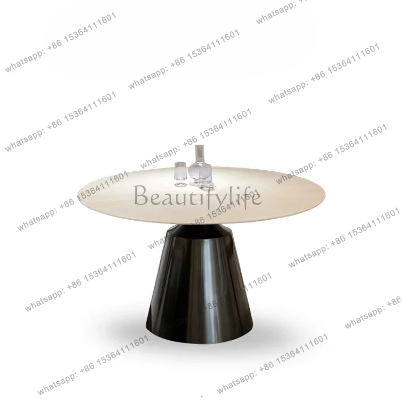 Cary ice jade marble dining table with turntable white high-end luxury stone dining table modern and simple