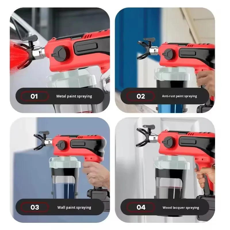 Hot Sale DIY 21v Lithium Battery Airless Spray Gun Paint Coating Latex Handheld Brushless Motor 3kg Lightweight Customizable