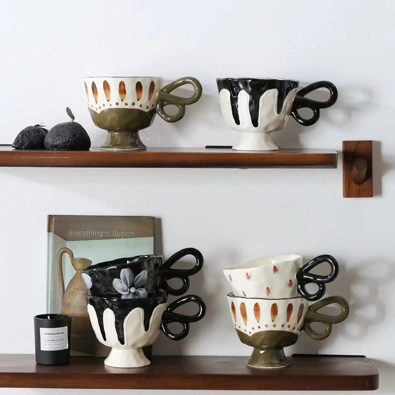 

Butterfly Coffee Cup, Irregular Handle Ceramic Mug, 280ml Heat-resistant Household Breakfast, Milk Water Cups, Office Drinkware