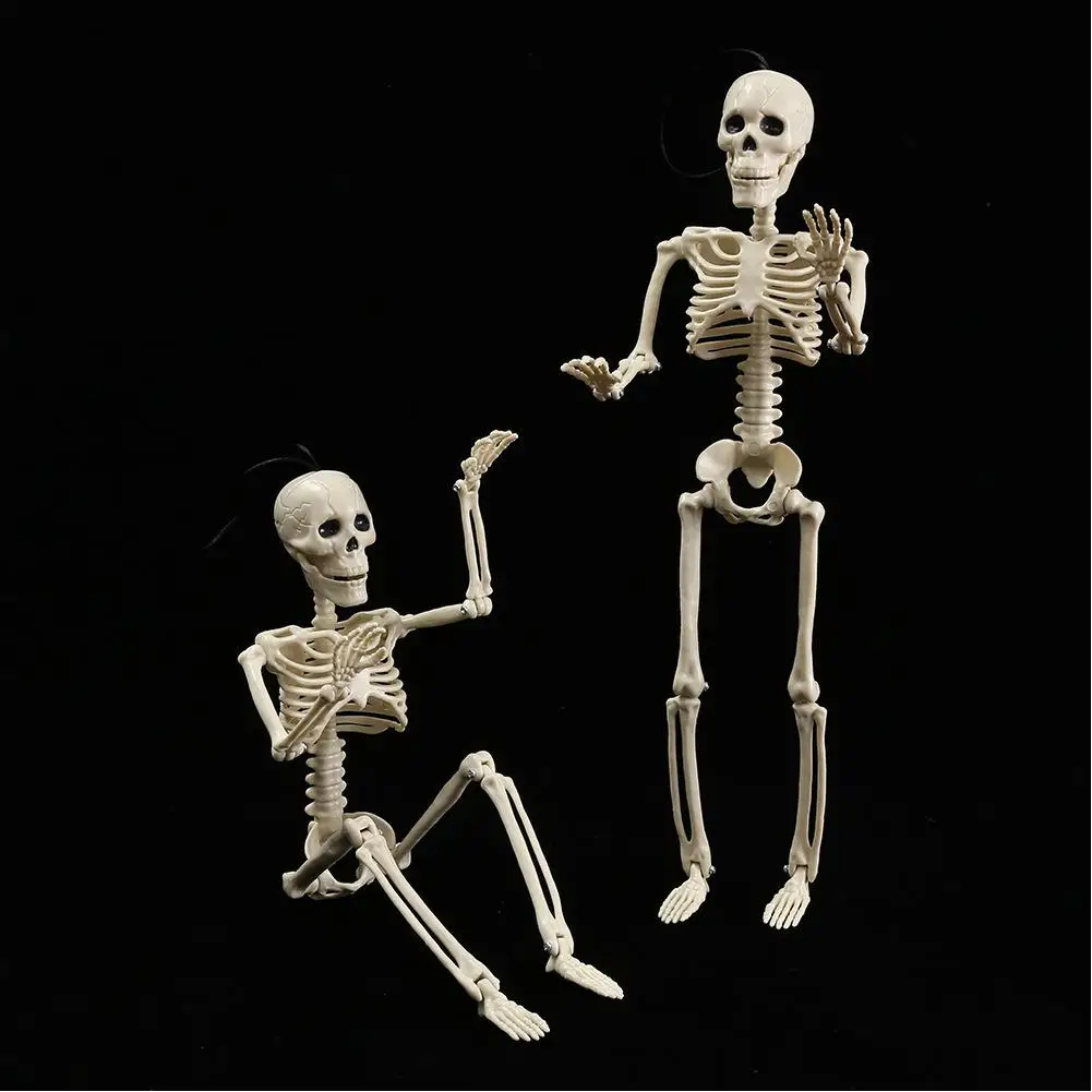 16 Inch Halloween Full Body Skeleton Ornament Decoration With Movable Posable Joints Spooky Plastic Skeleton Halloween Easter