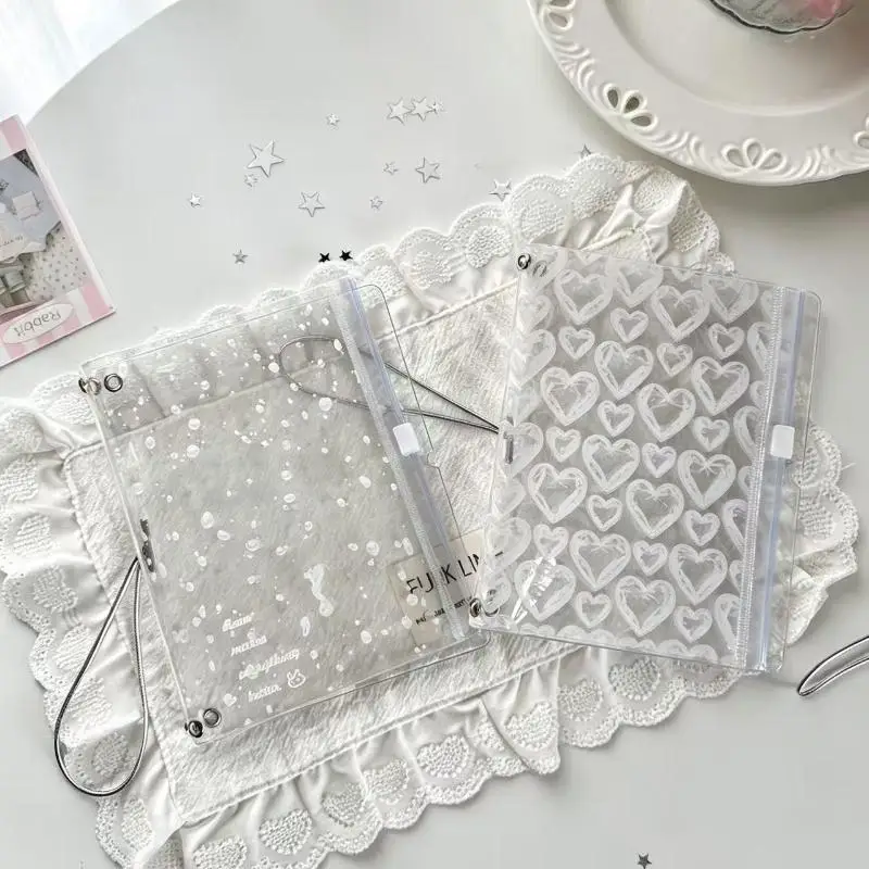 Korean Transparent PVC TN Notebook Cover With Zipper Elastic Band Traveler PVC Binder Passport Booklet Travel Document Package
