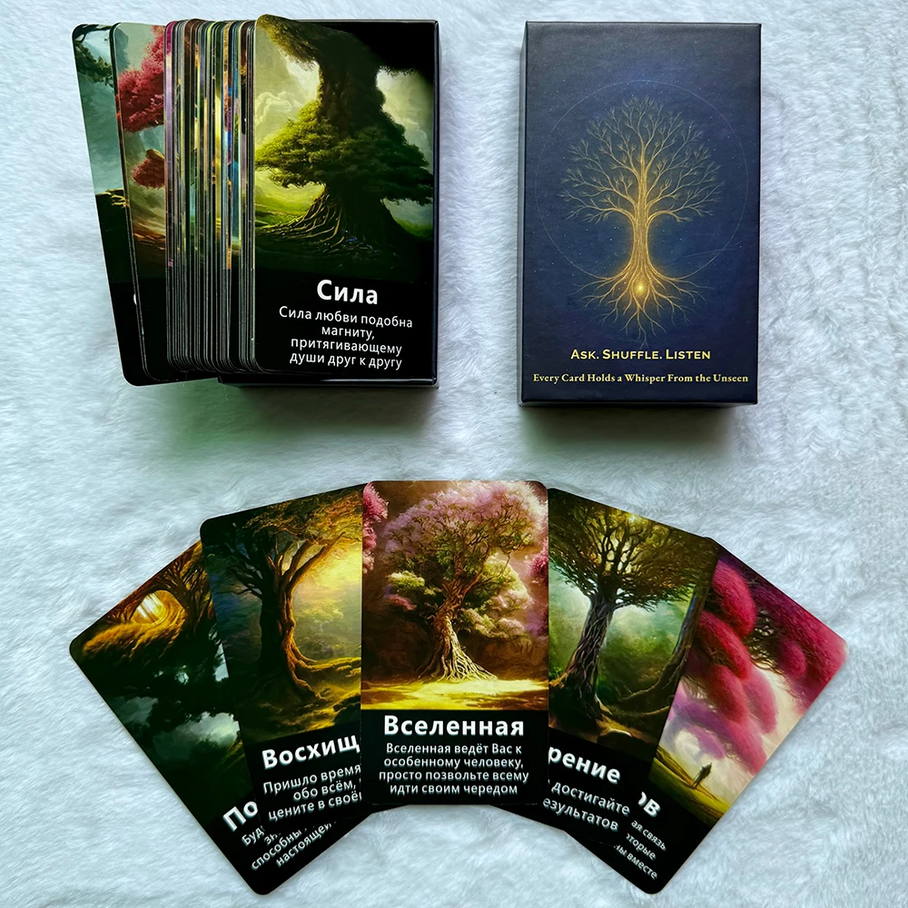 Russian Spirit Tree Oracle Cards, Russian Taro Cards, Self-Reflection Deck for Future Prediction, 12x7cm, Tarot Deck, 56 Cards