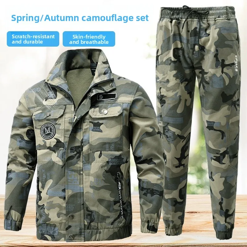 Camouflage Work orm Set for Men New 2025 Durable Dirt Resistant Labor Protection Clothes Auto Repair Workwear Autumn Season