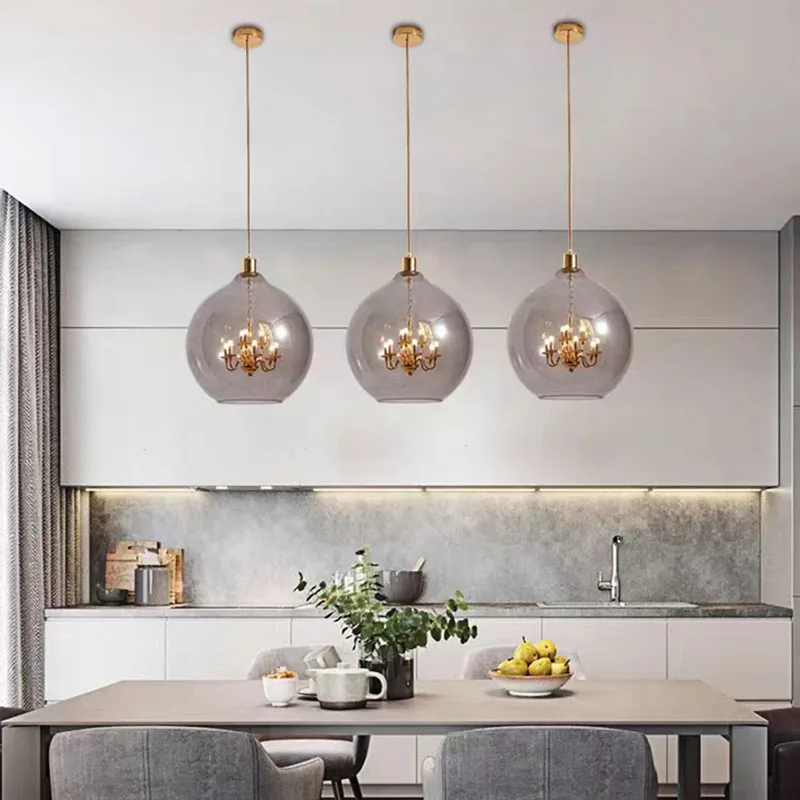 Nordic Denmark Fashion Art Circular Glass Decorative LED Pendant Lamp Bedroom Study Exhibition Hall Bar Restaurant LED Light