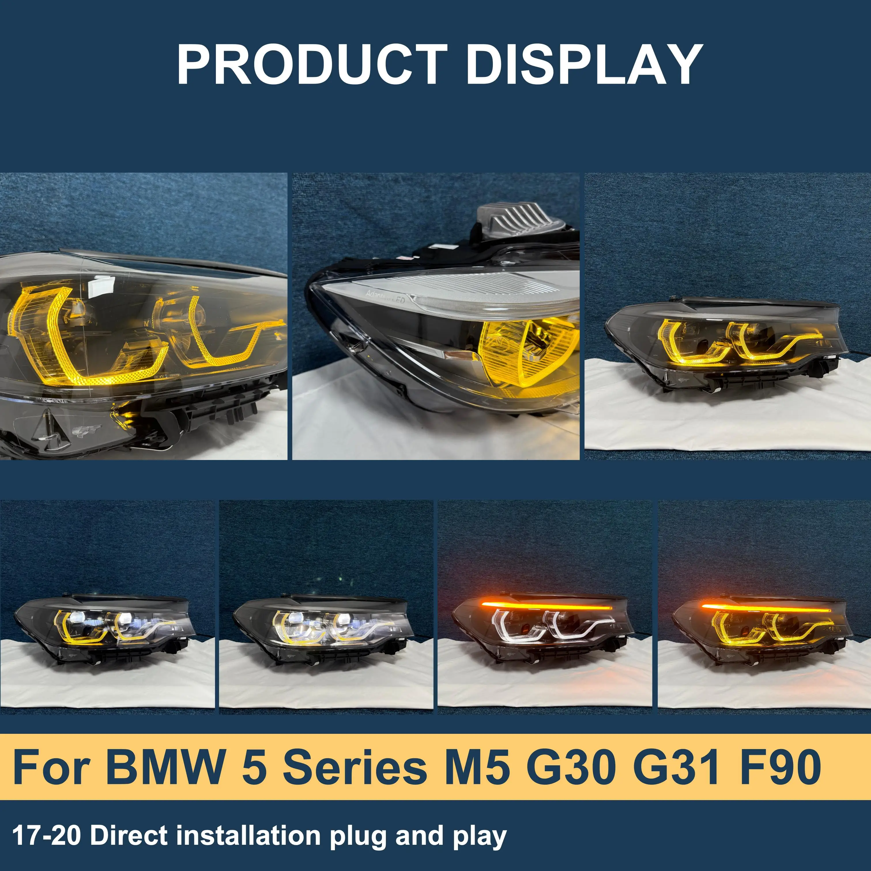 J ONE New Car Accessories For Cars Yellow White Switch Via Highbeam Headlight For BMW 5 Series M5 G30 G31 F90 2017-2020