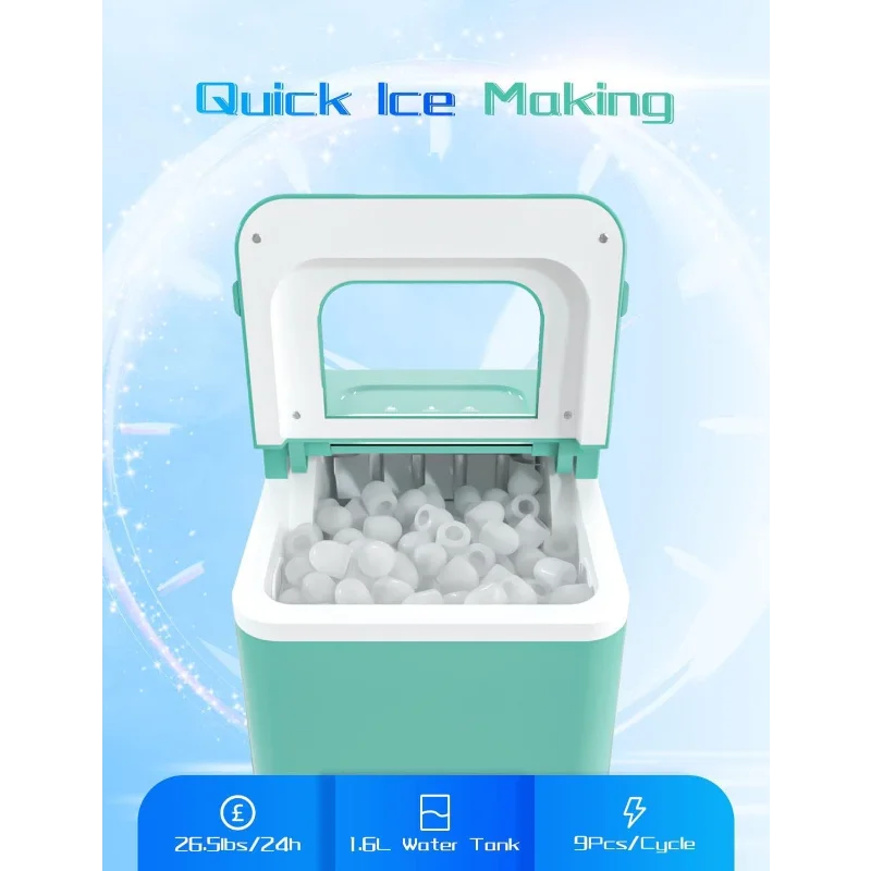 Macchina per il ghiaccio da banco ARLIME, pronta in 8 minuti, 26 libbre/24 ore, macchina per la produzione di ghiaccio elettrica autopulente con paletta e cestino