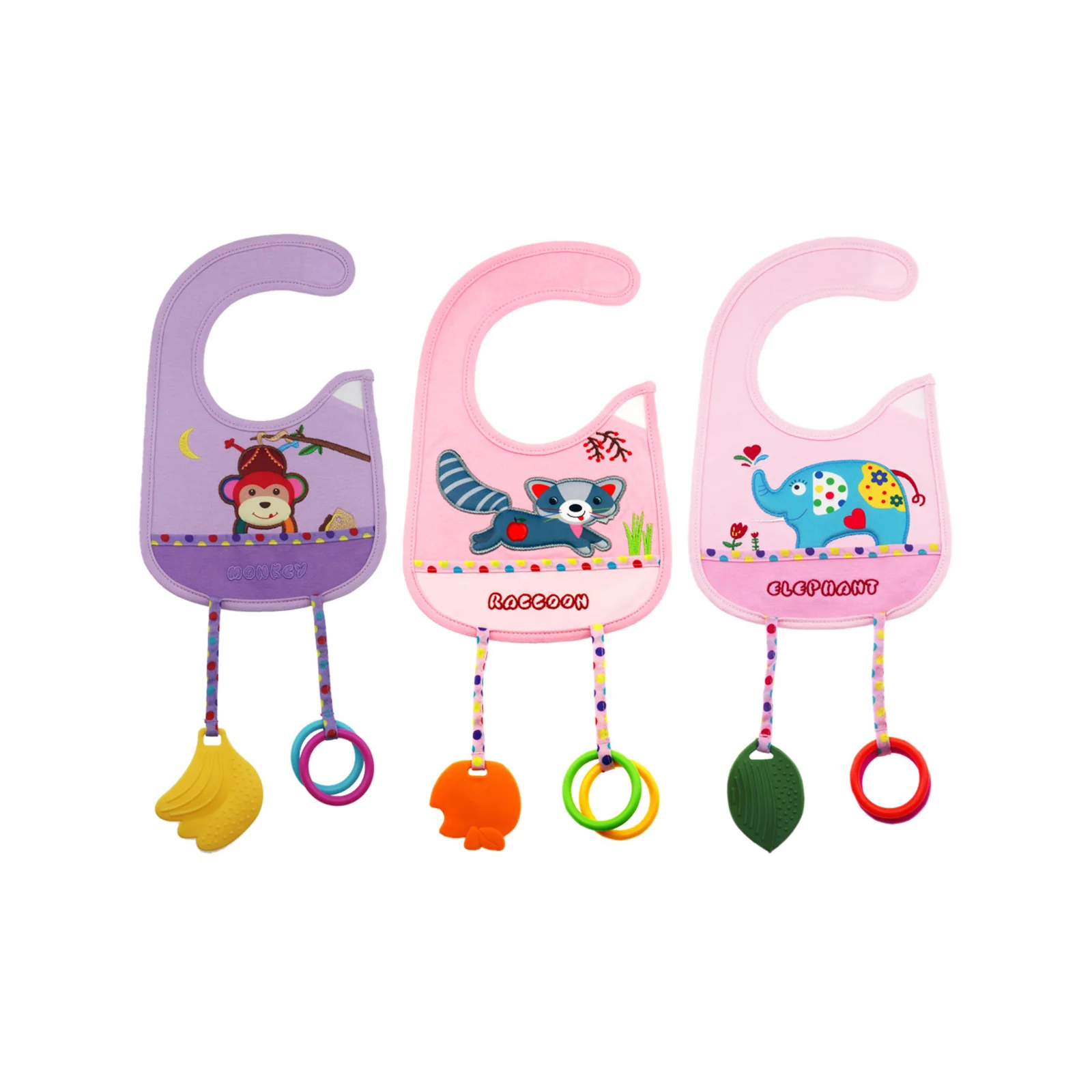 

Baby Bib Feeding Saliva Towel Newborn Adjustable Saliva Towel with Teething Toy