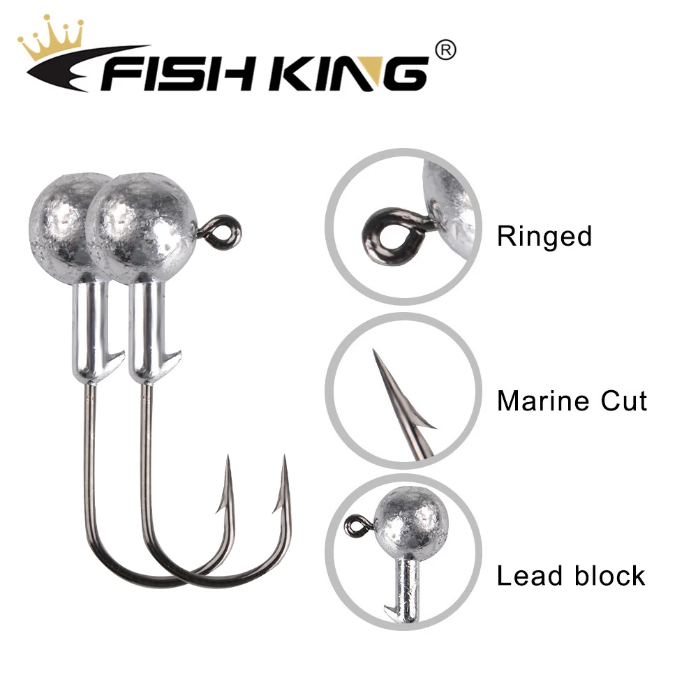 FISH KING Jig Head Rig cebos de pesca anzuelos señuelos blandos accesorios de pesca 1g/1,5g/2G/3,5g/5g/7g/10g/14g /20g